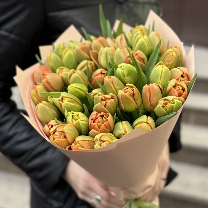 51 оранжевый  пионовидный тюльпан Айкун